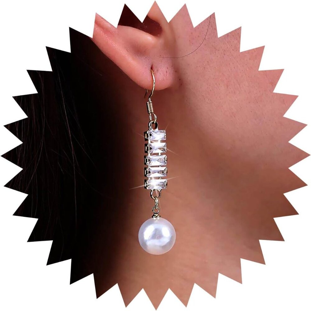 Vintage Crystal Pearl Earrings Gold Pearl Drop Earrings Pearl Rhinestone Earring
